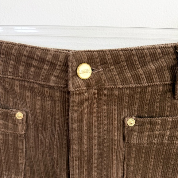 GANNI Brown Stretch Corduroy Mini Skirt Organic Cotton Size 38 - Picture 3 of 8